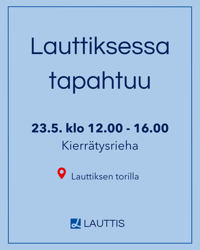 Kierrätysrieha 23.5.2026 Lauttiksen torilla